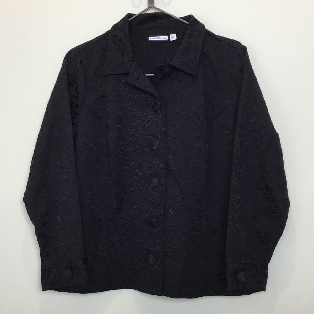 croft & barrow Black Jacquard Button-Front Women's blazer size 1X